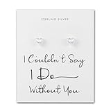 Philip Jones Sterling Silver I Couldn't Say I Do Without You Bridal Heart Earrings with Zircondia® Crystals