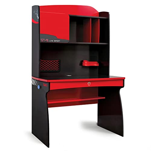 Cilek Study Desk and Hutch with Cabinet, Red Cilek Study Desk and Hutch with Cabinet, Red