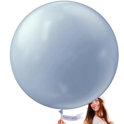 Image of PartyWoo Dusty Blue Balloons 4pcs 36 Inch Slate Blue Boho Neutral Latex Helium Balloons for Baby Shower Wedding Graduation Anniversary Retirement Cat Tornado Birthday Party Decorations Blue-F51