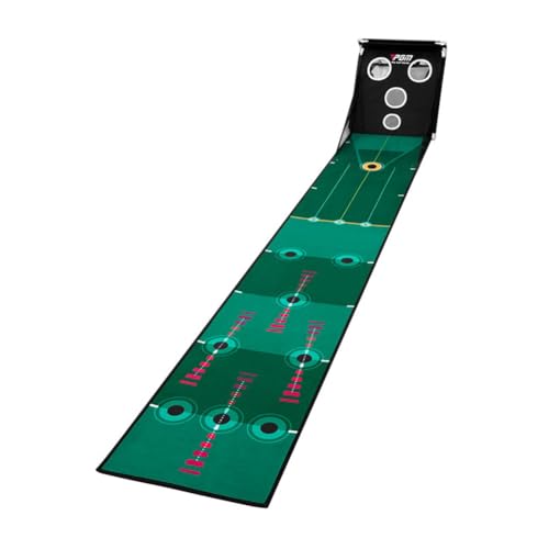 Bavloren パターマット 室内用ゴルフパターマット パター練習器具 多機能練習器 一体式球穴ネット 自動回球付き 収納便利 多ホール 防球ネット (B)