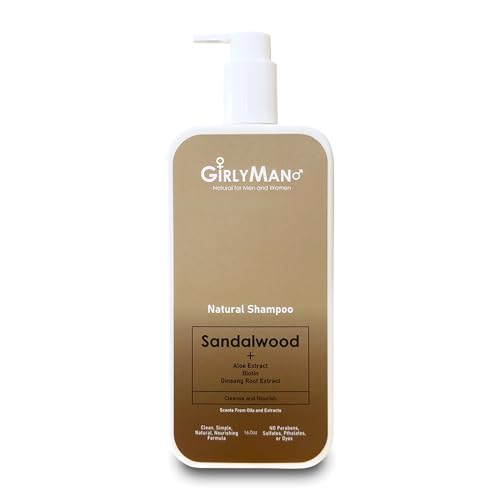 Natural Non Toxic Shampoo-Made with Olive Oil, Argan Oil, & Biotin, No Artificial Fragrance, Nourishing Ingredients, For All Hair Types, Family Owned (Sandalwood)