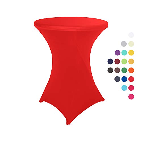 Haorui 30 Inch Highboy Cocktail Round Fitted Stretch Spandex Table Cover Cloth For Party Wedding Red #TOP16