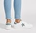 LUCKY STEP Women's Fashion Star Sneaker Lace Up Low Top Comfortable Cushioned Walking Shoes(White/Denim Blue PU,7B(M) US)