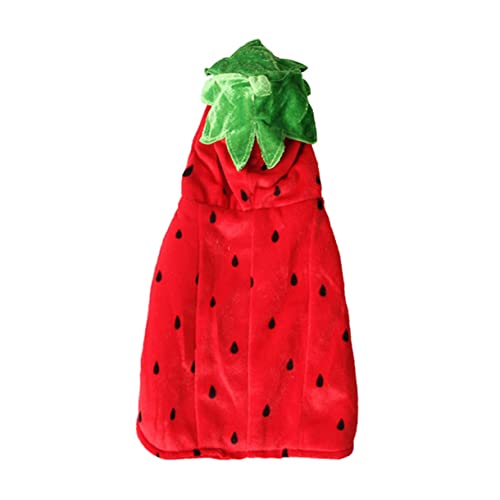 Angoily 1pc Strawberry Dog Costume Funny Pet Hoodie Outfit for Halloween Comfortable Apparel for Dogs Cats Adorable Strawberry Design for Festive Celebrations