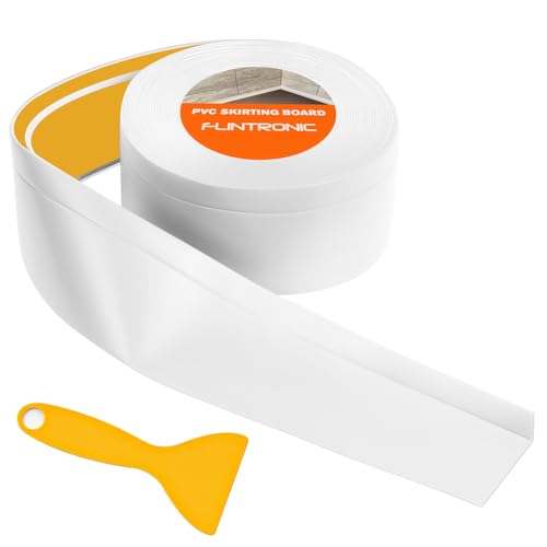 flintronic Rodapiés Autoadhesivo Flexible, 5m【50 * 15mm】 Perfil PVC, Rodapie de Acabado Rodapiés Flexible Cinta Autoadhesiva para Cocina y Baño(Blanco)