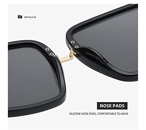 XINXIN Square Large Frame Sunglasses for Men and Women, Outdoor Vacation Beach Driving Glasses (Color : D, Size : Medium)4