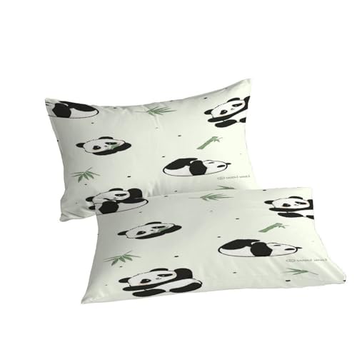 Housse de couette panda 3d microfibre 260x220 cm avec taies d'oreiller