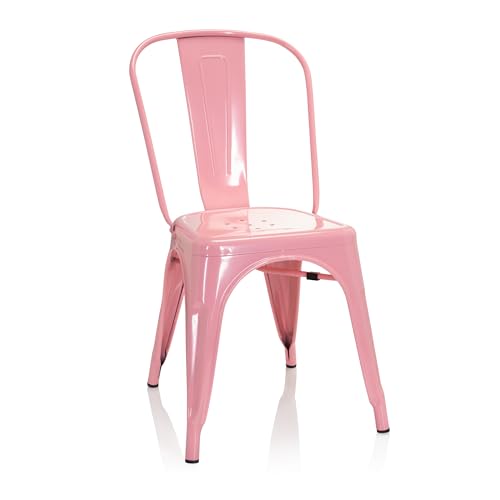 hjh OFFICE 645051 Chaise bistrot VANTAGGIO Comfort Métal Rose, Style Industriel, empilable