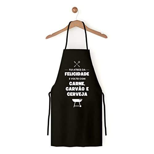 Avental De Cozinha Churrasqueiro Preto Atrás Da Felicidade
