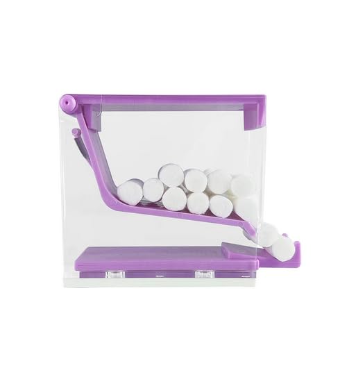 AmeriCan Goods Dental Push Style Cotton Roll Dispenser with 50/Pcs Cotton Rolls Heavy Non-Slip Dental Cotton Rolls Holder (Purple)