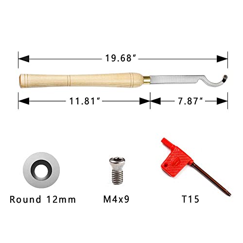 Cincel de torno doblado para crear cuencos de madera con inserto de carburo redondo de 12 mm 3