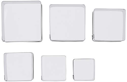 Ateco Plain Edge Square Cutters In Graduated Sizes, Stainless Steel, 6 Pc Set #TOP1
