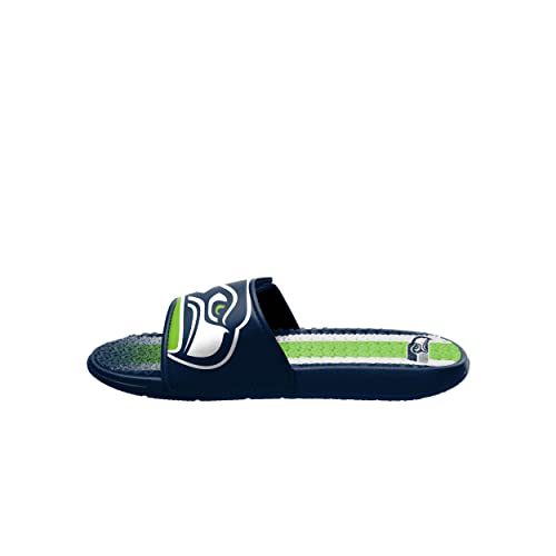 Image of FOCO mens NFL Team Stripe Logo Athletic Sport Shower Flip Flop Sandals Gel Slides