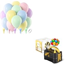 Bezente Pastel Balloons Latex Party Balloons - 100 Pack Pastel Balloons and Balloon Pump Electric