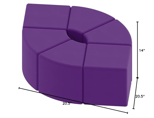 Image of Sprogs 12 inch H Structured Wedge Stool -Flexible Modular Collaborative Soft Seating for Office, Home, Lounge and School Classrooms with Durable Frame & Set of 2 inch Legs Add-on - Purple