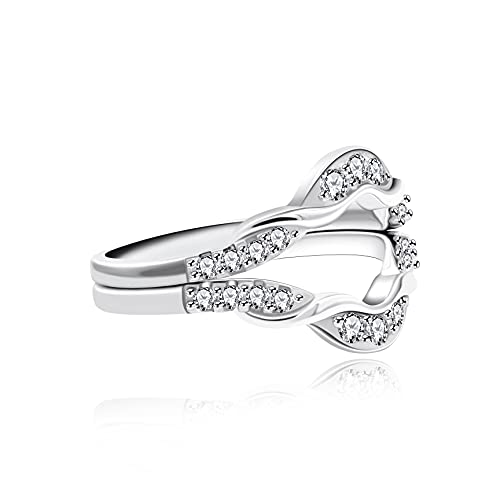 Uloveido Double Infinity Twisted Wedding Ring Guard Enhancer in Sterling Silver for Women with Cubic Zirconia Size 6-9 Y15232