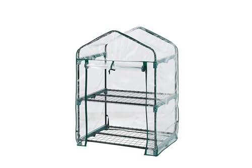 1Above Compact Greenhouse | Reinforced PVC Cover | Sturdy Steel Frame | Easy Assembly | mini greenhouse for Garden to Grow House Plants, Fruits, Vegetables (2 TIER)