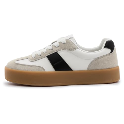 Rihero Platform Sneakers for Women Comfortable Fashion Retro Sneakers Casual Non-Slip Tennis Walking Shoes2