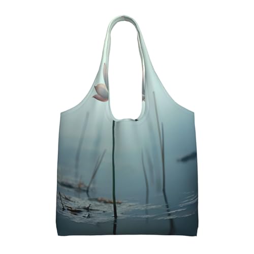 A lotus flower Printed canvas bag-suitable for shopping bags, fashionable women's bags