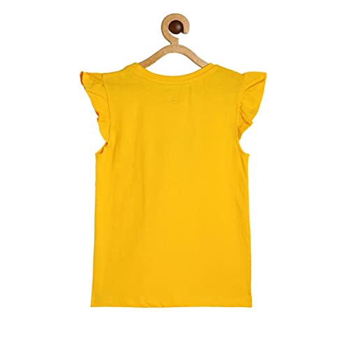 Image of miniklub Girls Yellow Printed Pure Cotton Top