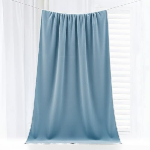 Image of Dribble Coral Fleece Weft Knitting 400 GSM Large Bath Towel 70 x140 cm | Ultra Soft, Quick Dry, Highly Absorbent | Lightweight & Skin-Friendly Towel for Bathroom, Gym & Travel, Blue