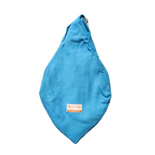 Image of Pure Cotton Chanting Bag or Gomukhi Japa Mala Bag or Cotton Bead Bag with Sakshi Mala Counter (Light Blue)