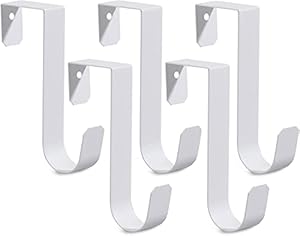 Oaky 7-Inch Metal Door Hook Hanger Kitchen Hook Organiser Holder Rack Wreath Hanger Hook for Front Door, Window Over The Door Metal Hanging Hooks(White Cream,4) (7-Inch)