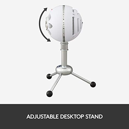 Blue Snowball USB Microphone for Recording, Streaming, Podcasting, Gaming on PC and Mac, Condenser Mic with Cardioid and Omnidirectional Pickup Patterns, and Stylish Retro Design - White