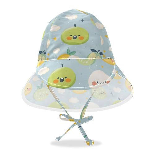 Cartoon Cute Fruits Cloud Blue Toddler Baby Beach Hat Boys Water Hats Baby Girls' UPF 50+ Neck Flap Traveling Camping
