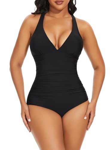 Monokini gainant HHRFCS pour camoufler les rondeurs du ventre avec un grand décolleté