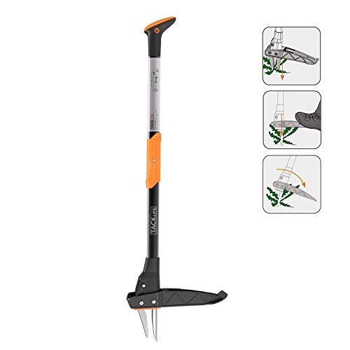 TACKLIFE Weeder, 39-Inch Stand Up Weeder, Heavy Duty Thickened 3-claw Stainless Steel and High-strength Pedals, Automatic Spring Return Device, Labor-saving and Efficient Weeding -GSW1A