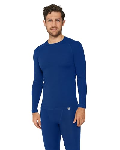 DANISH ENDURANCE Maglia Termica Uomo in Lana Merino, Manica Lunga, per Sci, Trekking, Escursionismo, Blu Scuro, M