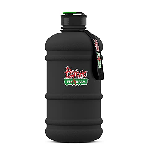 Psycho Pharma Fitness Water Jug BPA FREE (Black, 1/2 Gallon)