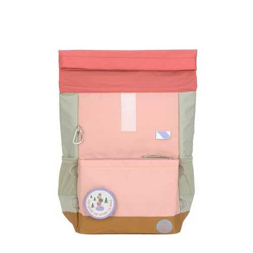 LÄSSIG Kinderrucksack mit Brustgurt Freizeitrucksack wasserabweisend, 12 Liter/Medium Rolltop Backpack Sunny Explorer rose/pink