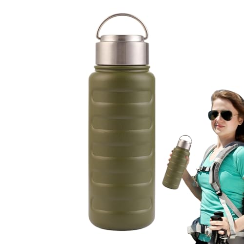 Botella de Agua Termoaislada - Cantimplora De Acero Inoxidable Para Viaje,Cantimplora Antifugas Portátil 1000 ml para Gimnasio Escuela Casa Cocina Viajes Camping Ciclismo Actividades al Aire Libre