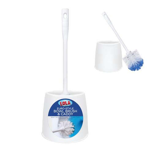 Image of LOLA Toilet Brush and Holder Set, Classic Version, Durable Bristles for Deep Cleaning, w /Compact Space Saving Storage Holder, 1 Pack