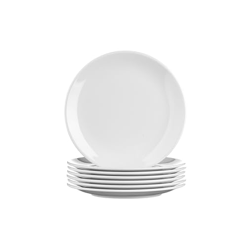SECO Lot de 6 assiettes rondes en mélamine de 18 cm, durables et résistantes aux rayures, blanc