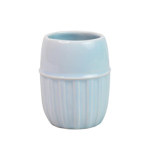 Image of Ceramic Bathroom Accessories Set for Utility and Bathroom Decor | Liquid Soap Dispenser, soap Tray, Toothbrush Holder (Exclusive Bathroom Set) (Sky Blue)