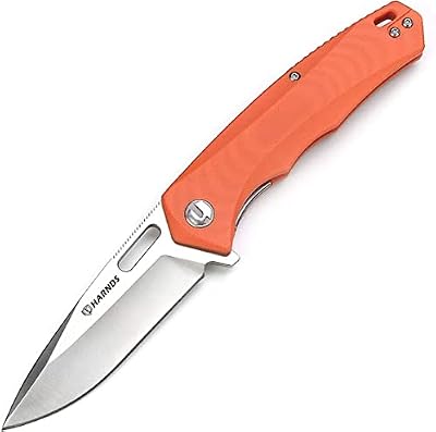 Harnds Navaja plegable Castor CK6118 con hoja de acero japonés Aus-8, mango de G10 con 3 opciones de color, clip de 2 posiciones, 123 g (Naranja)