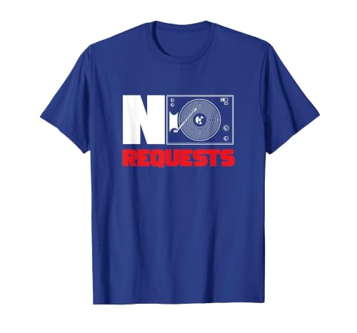 No Requests DJ Deejay Turntable Headphones Party Disco Club T-Shirt, Men, Royal Blue, Small