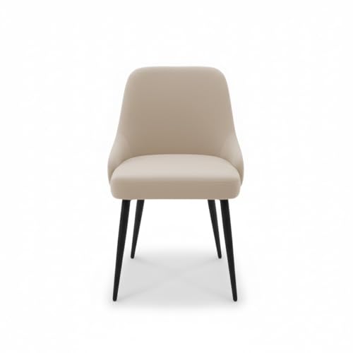Image of Finch Fox Taskpro Modern Unique Velvet Upholstered Seating Living Room Dining Chair with Black Metal Legs in Cream Color (Set of 6)