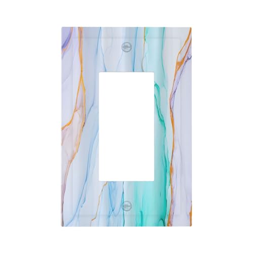 Decorative Outlet Covers Modern Ink Blue Green Marble Texure 1 Gang Rocker Light Switch Cover Plate Single Decora Light Switch Covers Wall Plate Faceplate for Kitchen Home Decor