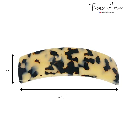 French Amie Bold Curve Large White Tokyo Handmade Strong Grip Celluloid Automatic Volume Hair Clip Barrette For Thick Hair For Women And Girls (White Tokyo With Golden Clasp) #TOP6