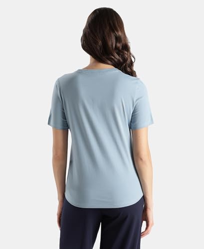 Image of Jockey AW88 Women Super Combed Cotton Rich Relaxed Fit Solid Curved Hem Styled Half Sleeve T-Shirt
