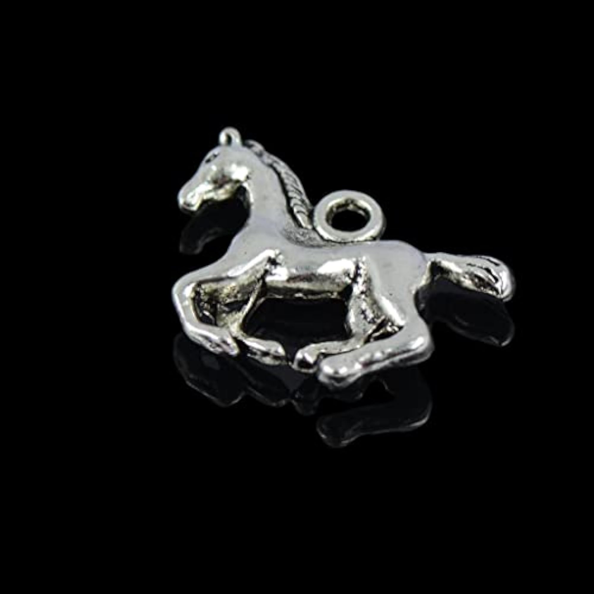 30Pcs Tibetan Silver 3D Running Horse Charms for DIY