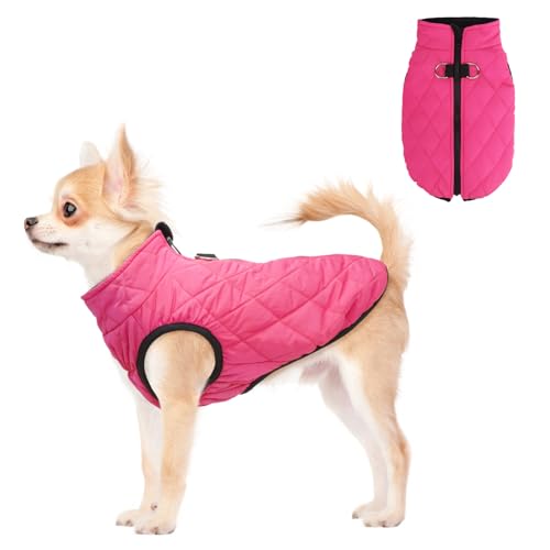 Image of SCENEREAL Dog Winter Coat for Small & Medium Dogs | Warm Dog Jacket with Built-in Harness, Waterproof Cold Weather Coat with Zipper, Fleece Puffer Vest Windproof Snow Clothes