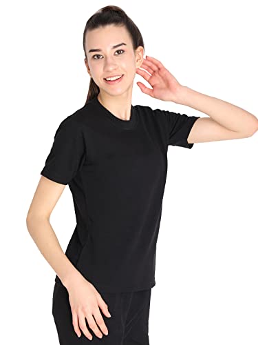 Image of CHKOKKO Women's Terry Cotton Loose Fit Half Sleeve Casual Style T-Shirt