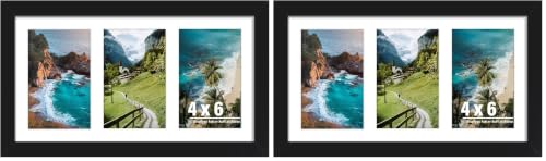 Image of DUENPY 8x14 Collage Picture Frame, 4x6 Collage Picture Frame Displays Three 4x6 inch Photos, or 8x14 (Without Mat) for Available Horizontal Wall Mounting Display and Vertical, Black. (Pack of 2)