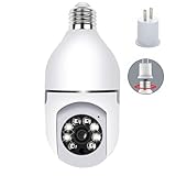 Light Bulb Security Camera TUYA, E27 WiFi Color Night 360 Degree Pan/Tilt Panoramic IP Camera, 2.4GHz 1080P Smart Home Surveillance Kids Cam with Motion Detection Alarm Night Vision Two Way Talk