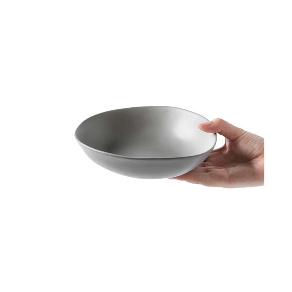 WOTZOV Salad Bowl Ceramic Tableware Fruit Salad Bowl Plate Breakfast Oatmeal Bowl Home Shallow Soup Bowl Kitchen Supplies，3